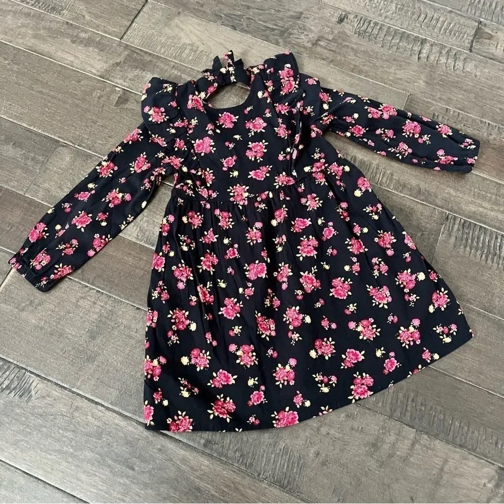 Old Navy Fit & Flare Ruffle Trim Floral Dress Toddler Girl 3T